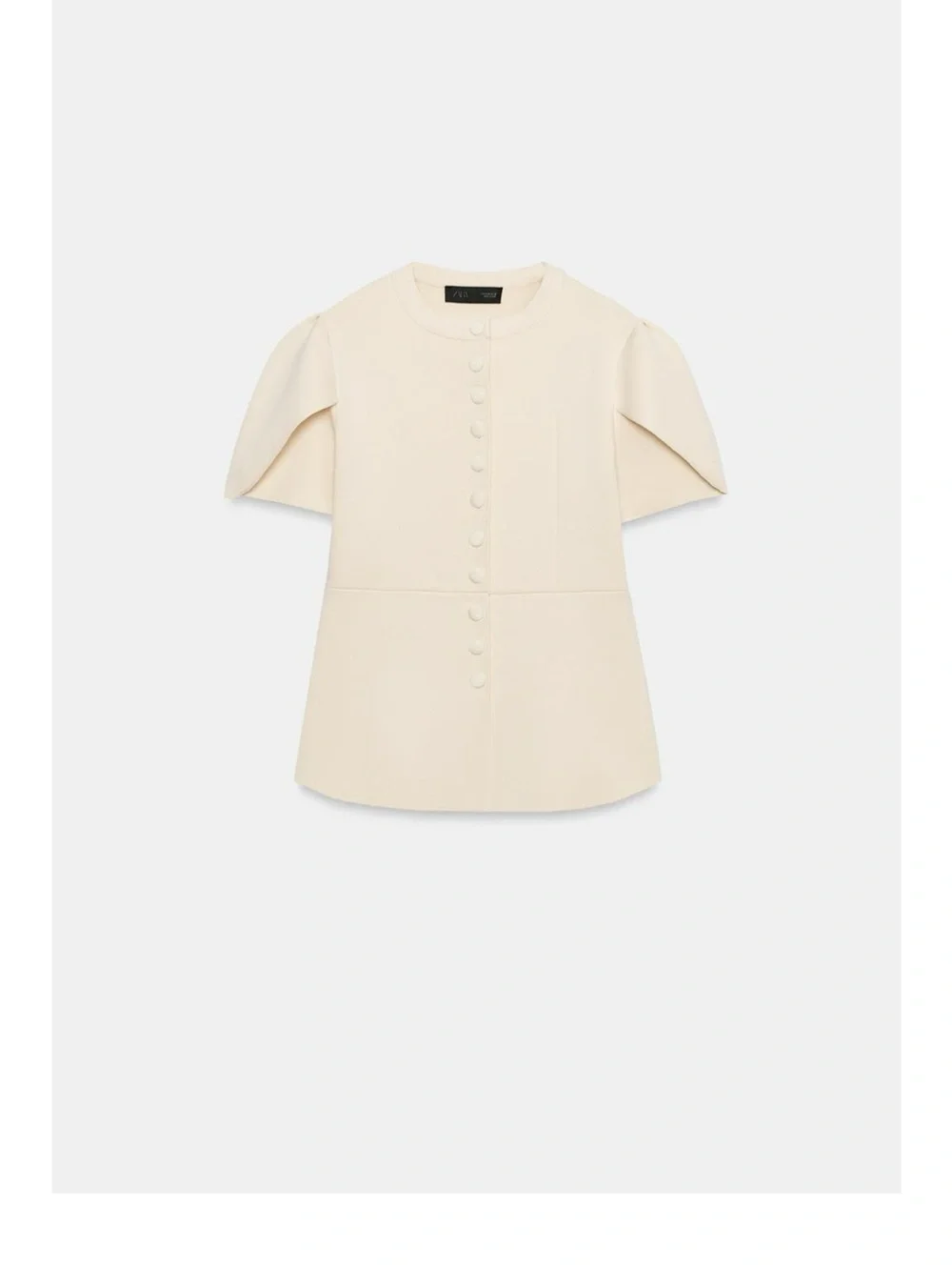 ZARA Ecru Short-Sleeve Button Front Bandage Knit cardigan